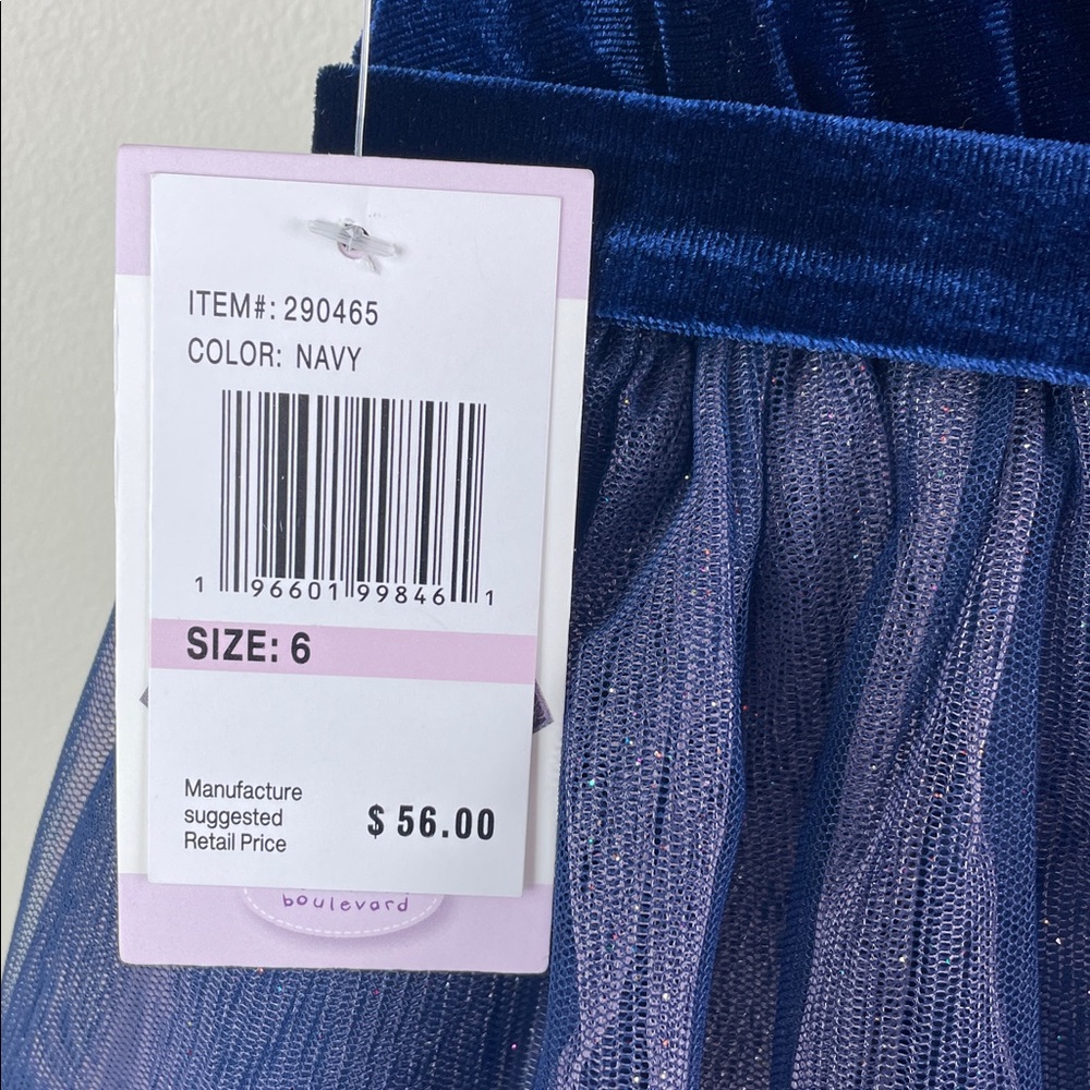 Blueberi Boulevard Blue Velvet Dress Sparkle Skirt - Picture 10 of 11
